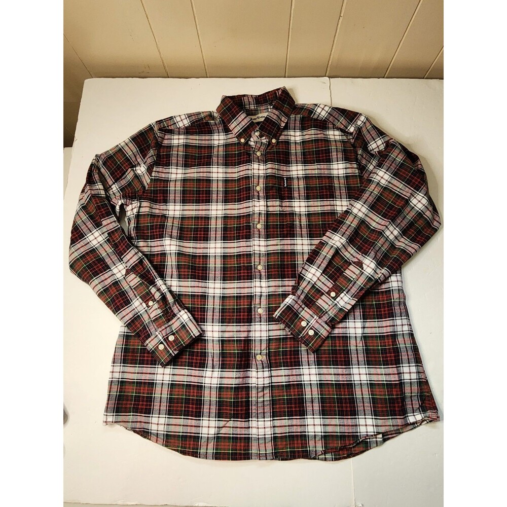 Barbour Highland Check 11 Tailored Shirt Mens XL Red Green Plaid Layering